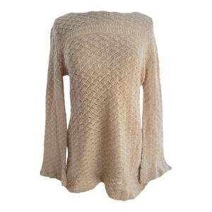 Vtg 90s Crochet Open Knit Delicate Cream Sweater Lg Charmed Vampire Diaries Boho